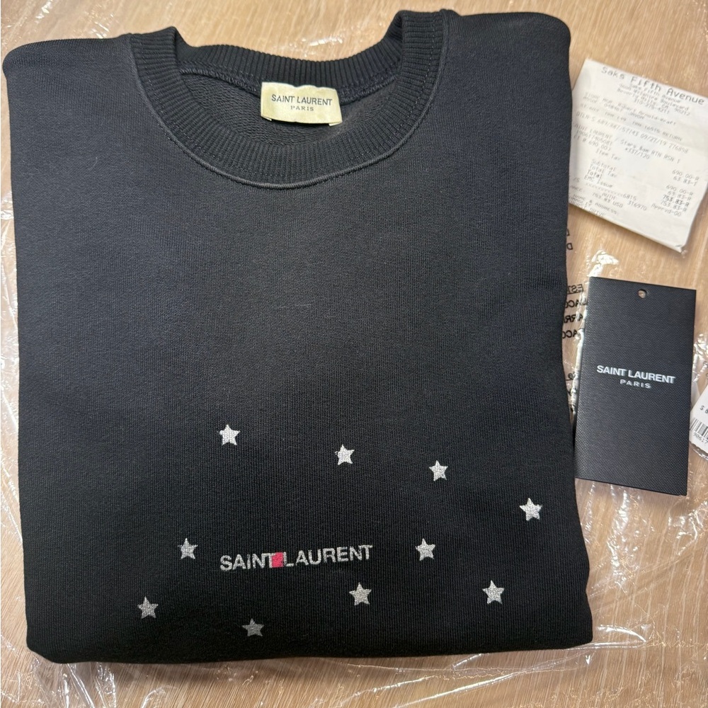 Saint Laurent Black Crewneck with White Star Details XS